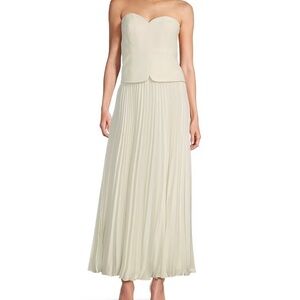 ANTONIO MELANI Billi Cream Strapless Pleated Maxi Dress
